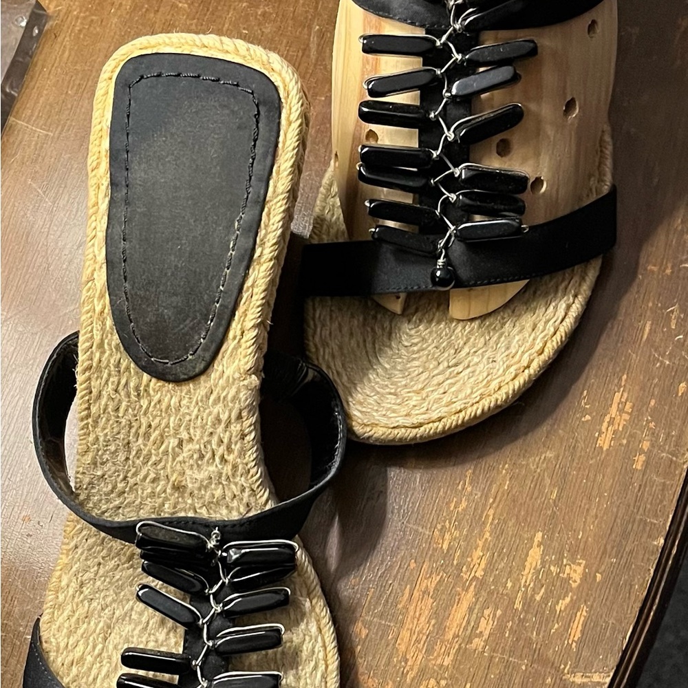 Black Beaded Women's Sandals